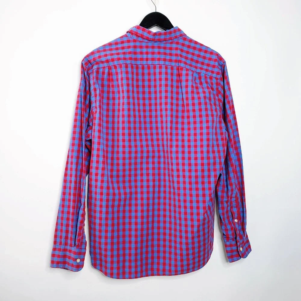 J.‎ Crew Checkered Red Blue Button Down Shirt L